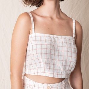 Paloma Wool Riga Check Top in Off White